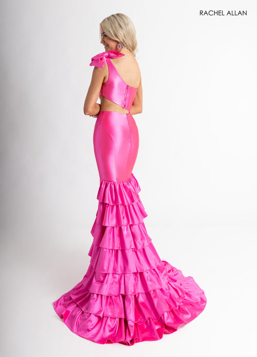 Fitted One Shoulder Tiered Gown by Rachel Allan 70976