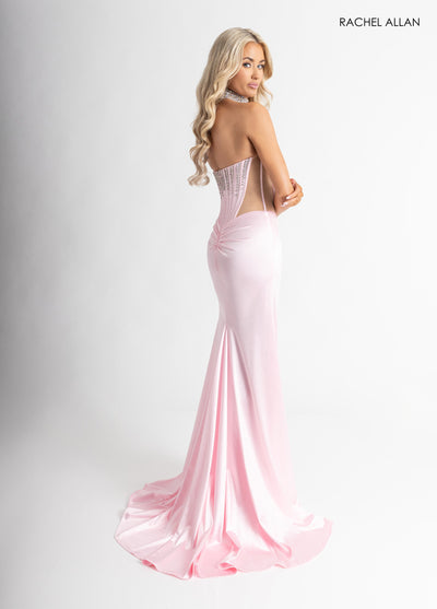 Beaded Strapless Slit Gown by Rachel Allan 70994