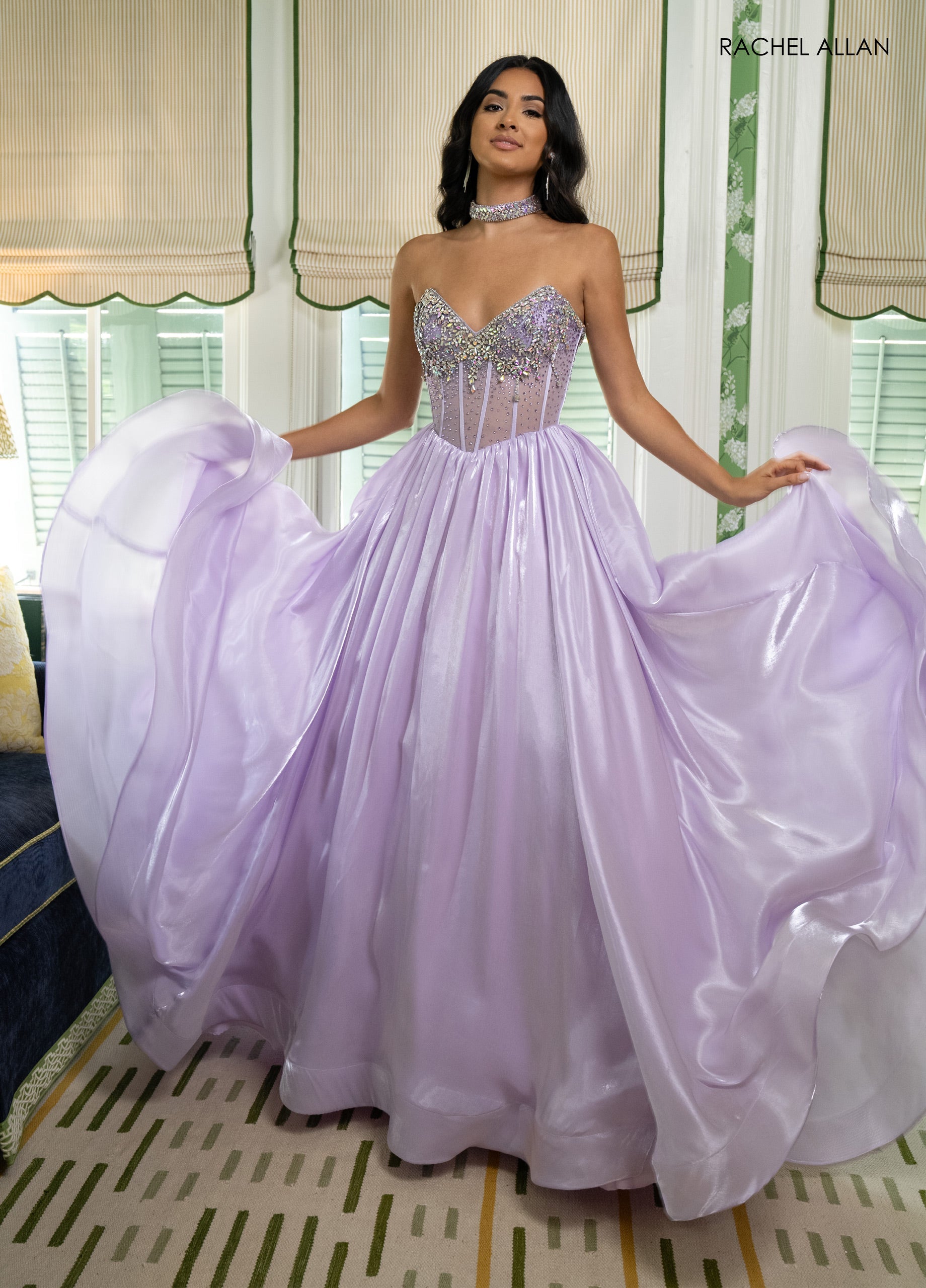 Organza Strapless A-line Gown by Rachel Allan 70998