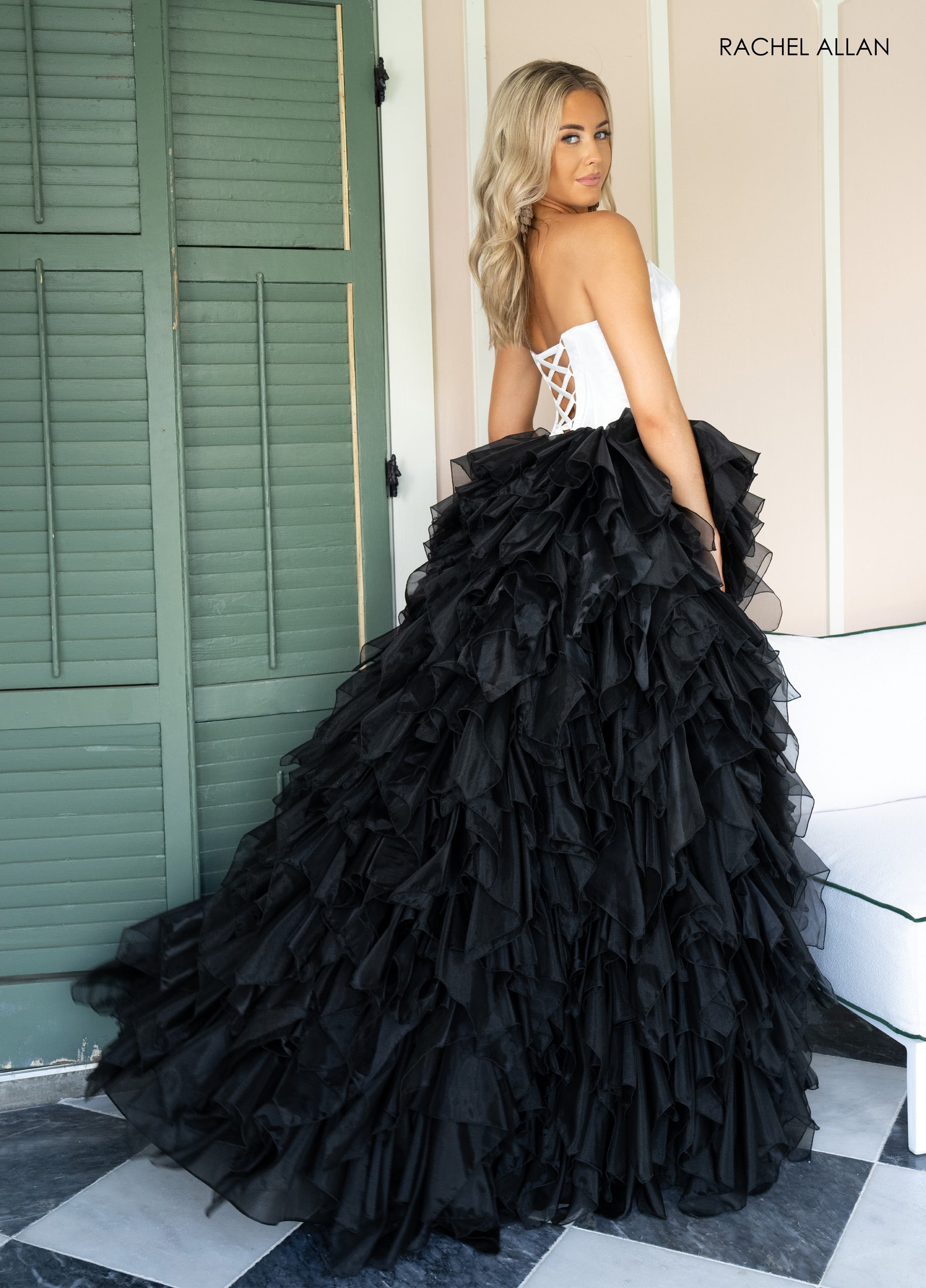 Strapless A-line Ruffled Gown by Rachel Allan 71018