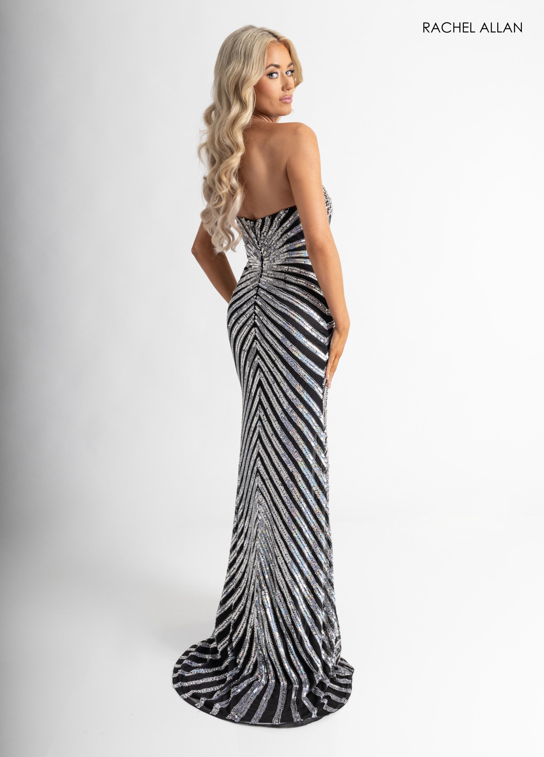 Beaded Strapless Slit Gown by Rachel Allan 71054