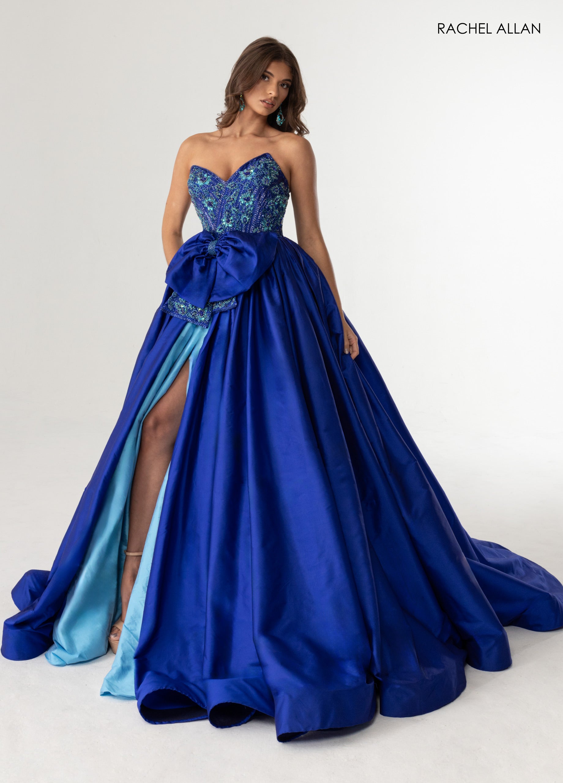 Strapless A-line Slit Gown by Rachel Allan 71068
