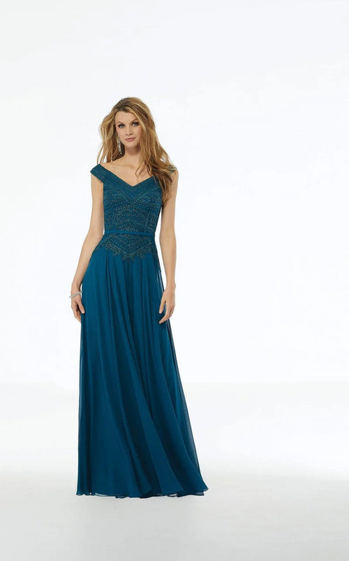 Formal Dresses Beaded Long Formal A Line Evening Dress Teal