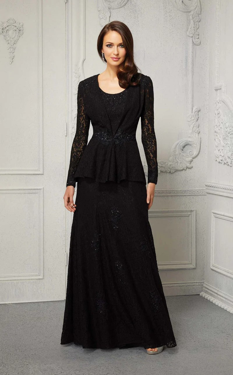 Formal  Dresses Long Formal Two Piece Jacket Evening Dress Black