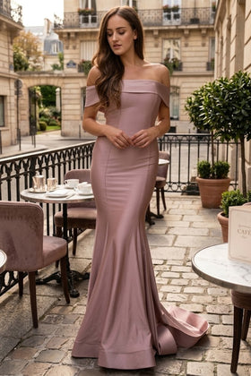 Dusty Rose Bridesmaid Dresses-Inexpensive Amelia Couture 373 Off Shoulder
