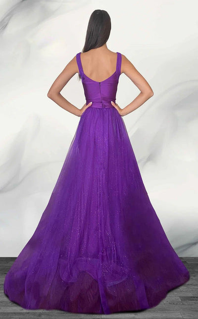Jessica Angel JA734B Sleeveless Fitted Ruched Jersey Glitter Tulle Dress
