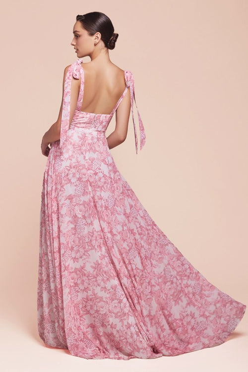 Prom Dresses Long Floral formal Prom Dress Rose