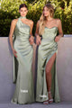 Ladivine 7454 Dress One Shoulder Luxe Satin Fitted Gown