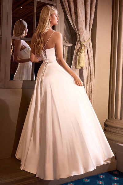 Ladivine 7481W Off White Bridal Gown with Pleated Neckline
