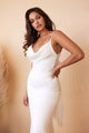Vestido de novia Ladivine blanco roto, corte sirena largo, sencillo, 7487W