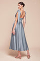 Ladivine 7499 Satin A-Line Dress in Burgundy