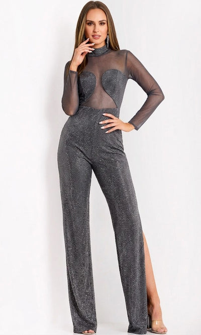 Sleek Sheer Rhinestone Jumpsuit by Jovani 36474