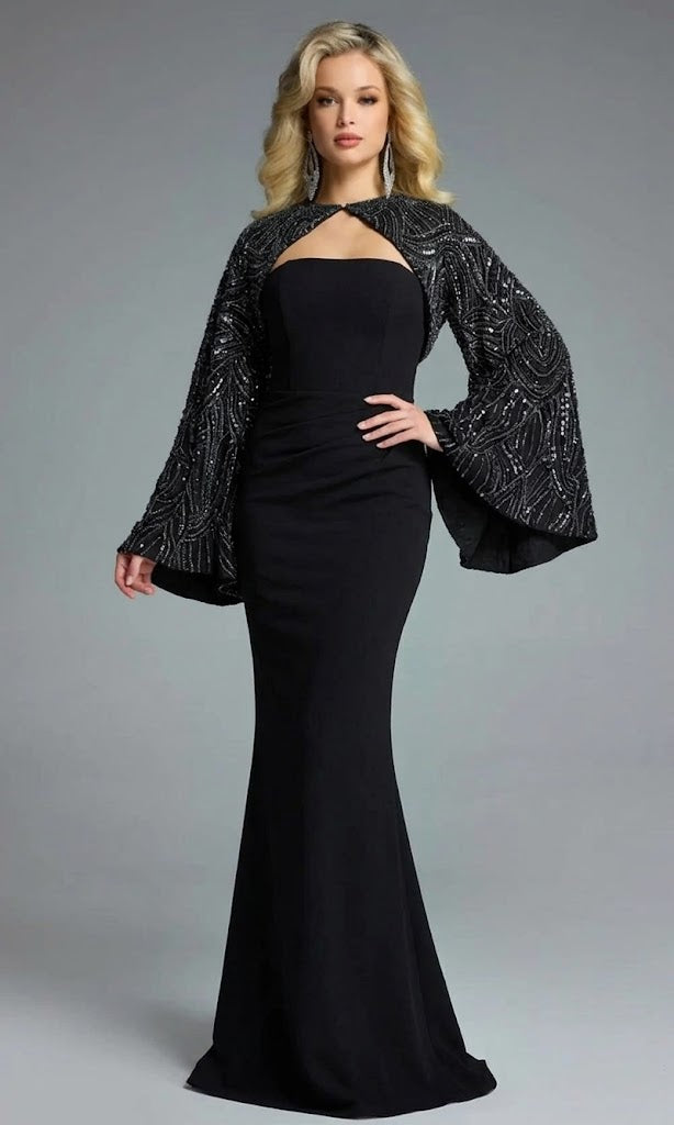 Jovani 44254 - Strapless Gown with Embellished Cape