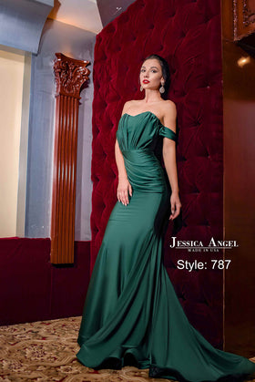 Jessica Angel JA787 Off-Shoulder Sweetheart Fit-and-Flare Low Back Jersey Dress
