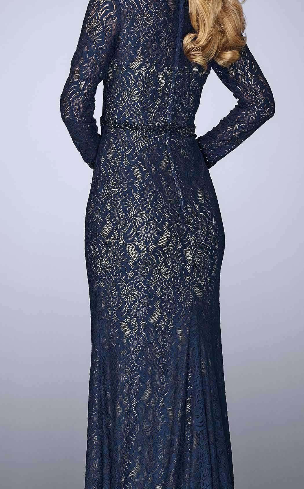 La Femme 23115C Lace Beaded Embroidered Long Sleeves Formal Dress