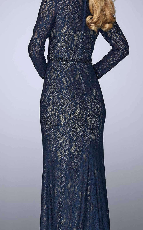 La Femme 23115C Lace Beaded Embroidered Long Sleeves Formal Dress