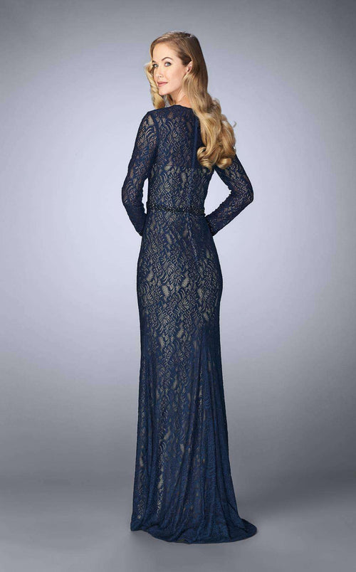 La Femme 23115C Lace Beaded Embroidered Long Sleeves Formal Dress
