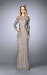 La Femme 23115C Lace Beaded Embroidered Long Sleeves Formal Dress