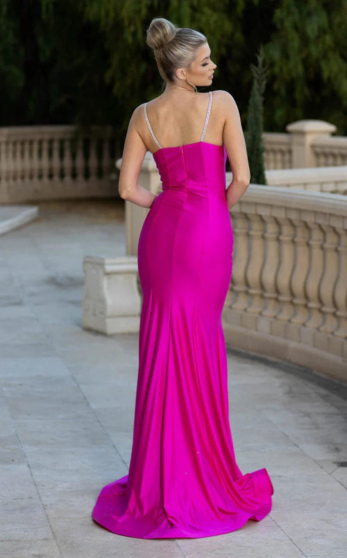 Jessica Angel JA798 Sweetheart Spaghetti Strap Fitted High Slit Jersey Dress