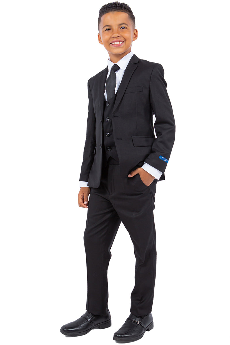 Boys Suit Perry Ellis Vested Boy's Wedding Suit in Black