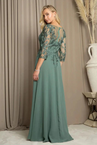 Clearance Eucalyptus Size L A-Line Long Mother of the Bride Formal Dress By Eva USA 5258