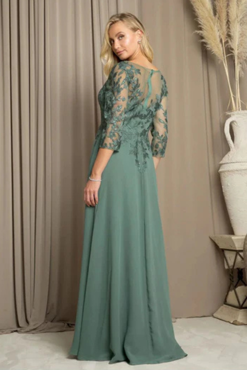 Clearance Eucalyptus Size L A-Line Long Mother of the Bride Formal Dress By Eva USA 5258