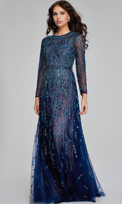 Jovani 80807 Beaded Navy Gown