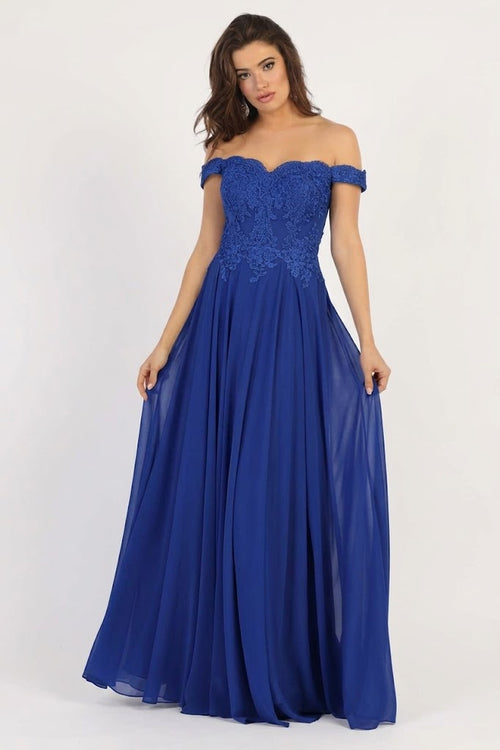Off The Shoulder Evening Dress Long A-Line Gown & Plus Size by MQ1644