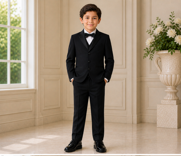 Boys Suits Black 5-Piece Sets - Suit