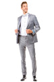 Esmoquin de dos botones para hombre, corte entallado, para boda y graduación, en gris claro