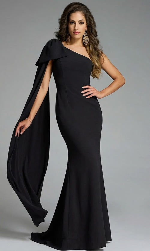 Jovani 44177 - One Shoulder Gown with Oversized Bow