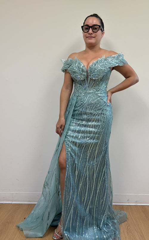 Royal Queen RQ8100 Jeweled Lace Appliqued Formal Gown