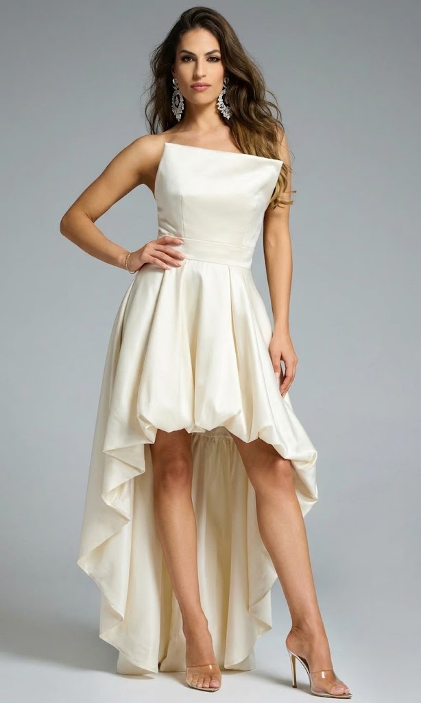 Striking Asymmetrical High Low A-Line Dress by Jovani 42357