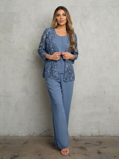 Eva USA 3483 Long Formal Floral Jacket Pant Suit