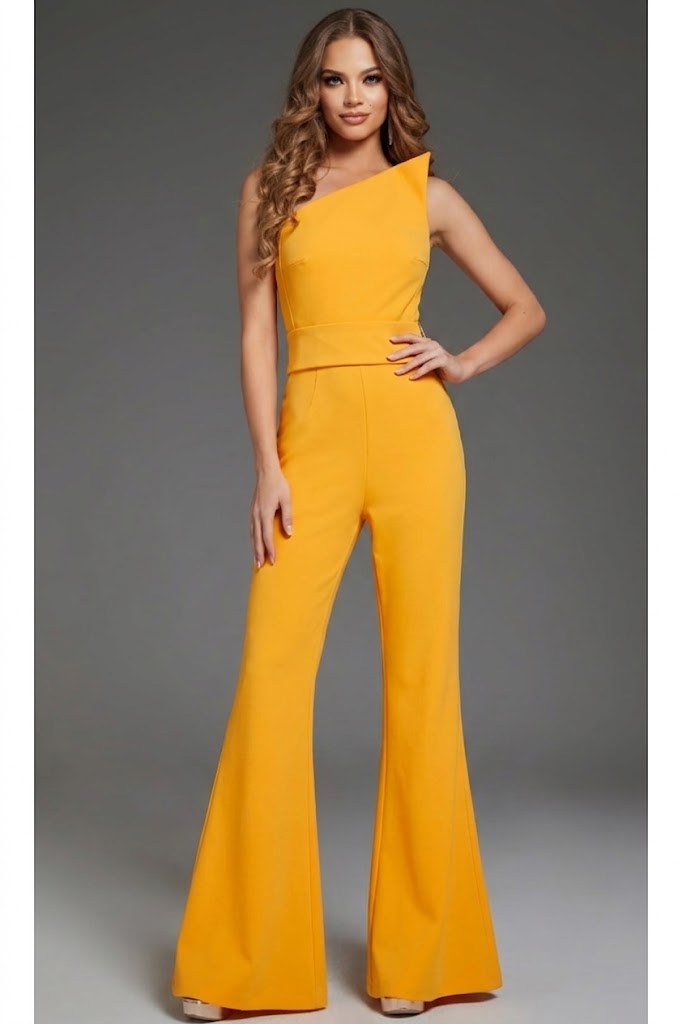 Jovani 43567 Strapless Asymmetric Formal Jumpsuit
