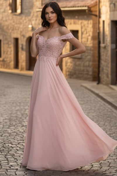 May Queen MQ1602 Long Off The Shoulder Evening Dress