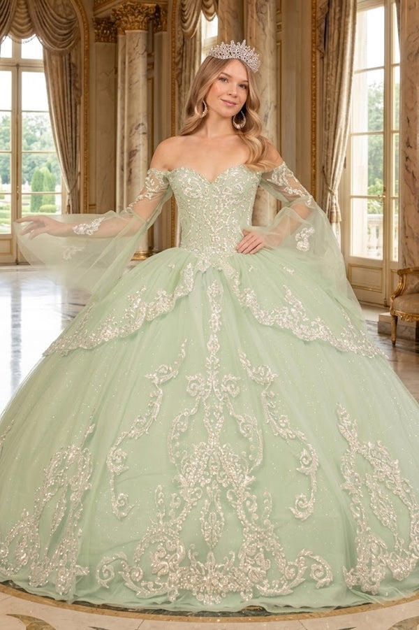 Elizabeth K Sage Mesh Ball Gown Quinceanera Dresses