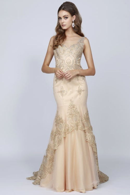 Juliet Gold Long Formal Dresses
