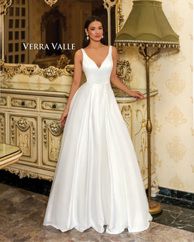 Clarisse 900229 V-Neck Satin Bridal Ball Gown with Open Back