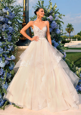 Clarisse 900339 Lace Bridal Ball Gown with Tiered Tulle Skirt
