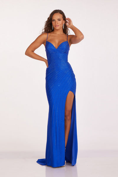 Abby Paris 90201 Beaded Sleeveless Slit Evening Gown
