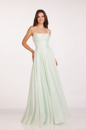 Glitter Tulle Corset A-Line Gown by Abby Paris 90208