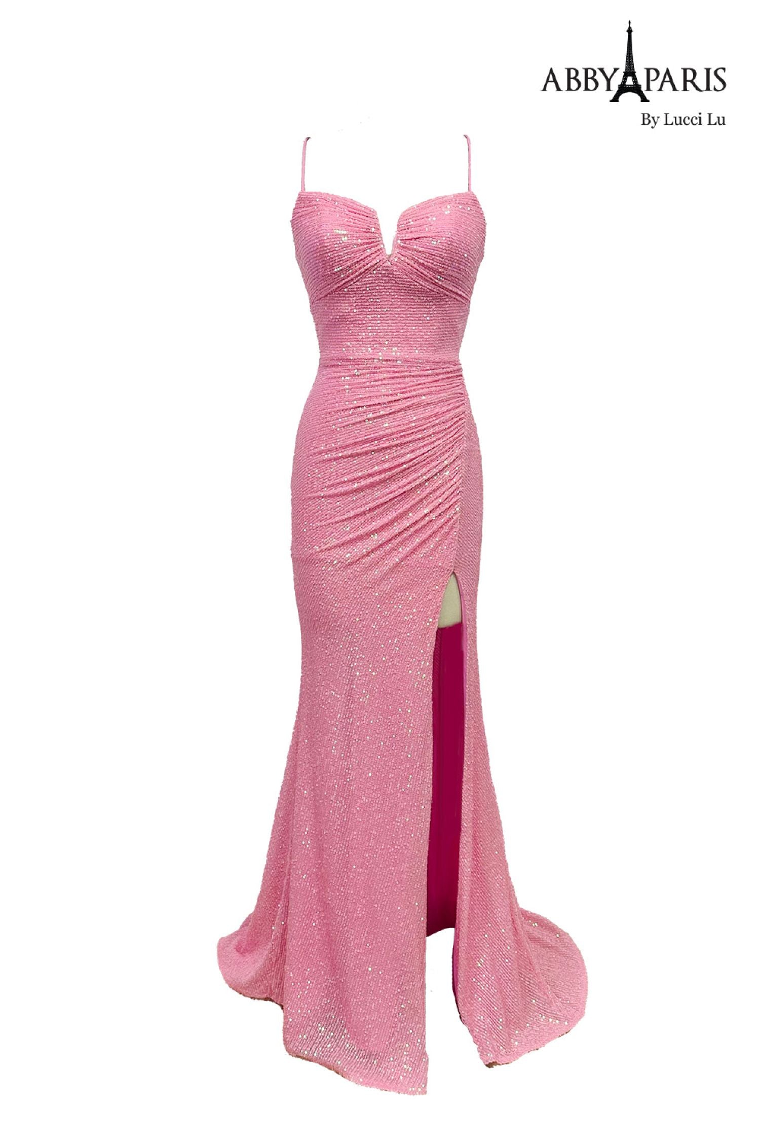 Abby Paris 90218 Sequin Sleeveless Strappy Slit Gown