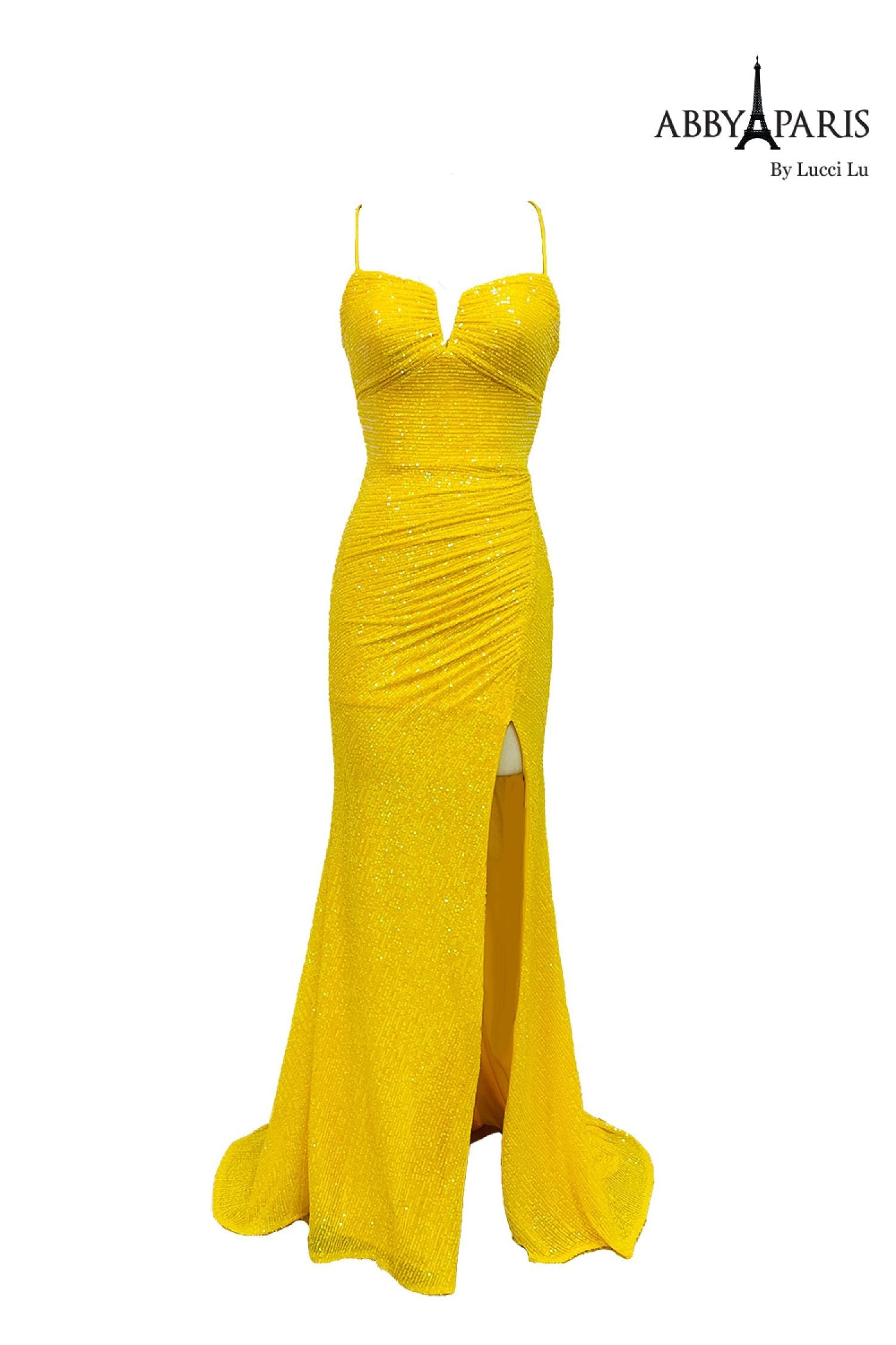 Abby Paris 90218 Sequin Sleeveless Strappy Slit Gown