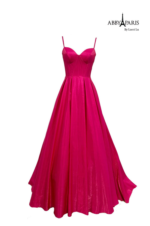 Abby Paris 90224 Satin Sleeveless Sweetheart A-Line Gown