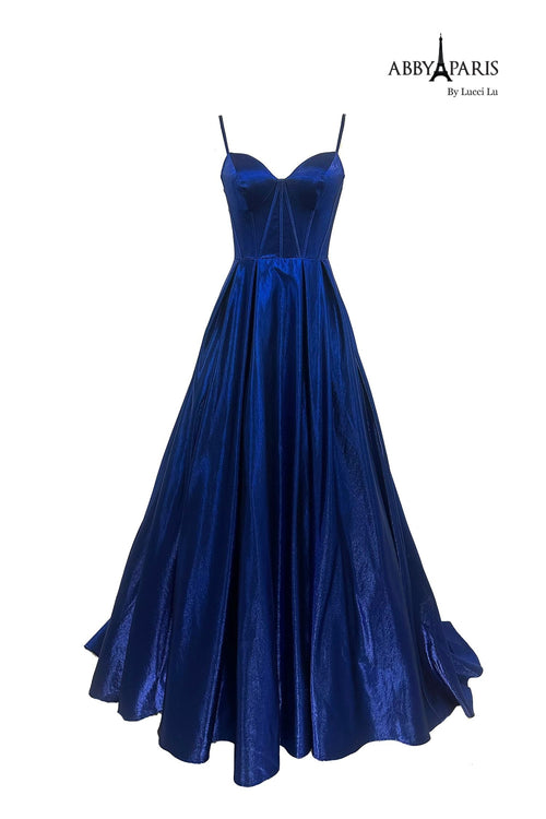 Abby Paris 90224 Satin Sleeveless Sweetheart A-Line Gown