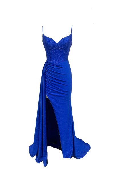 Abby Paris 90231 Beaded Sleeveless Corset Slit Gown