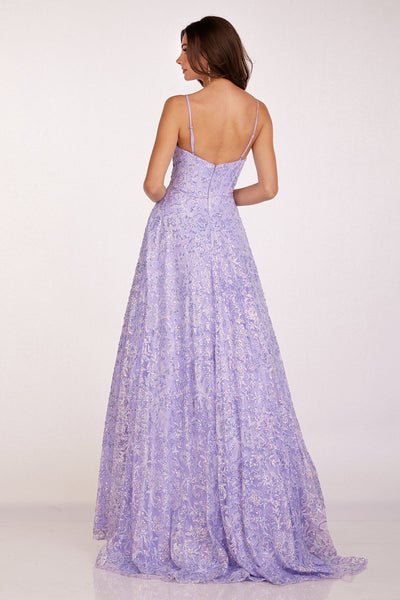 Abby Paris 90233 Embroidered Sequin Sleeveless A-Line Gown by Lucci Lu