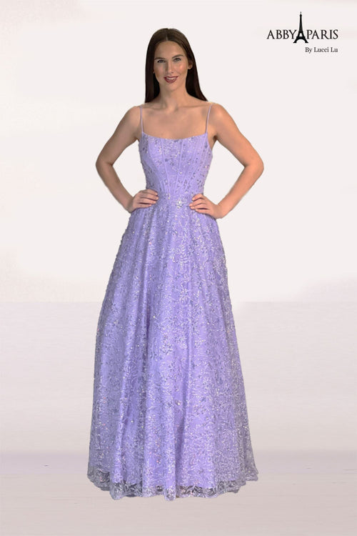 Abby Paris 90240 Sequin Print Sleeveless A-Line Gown