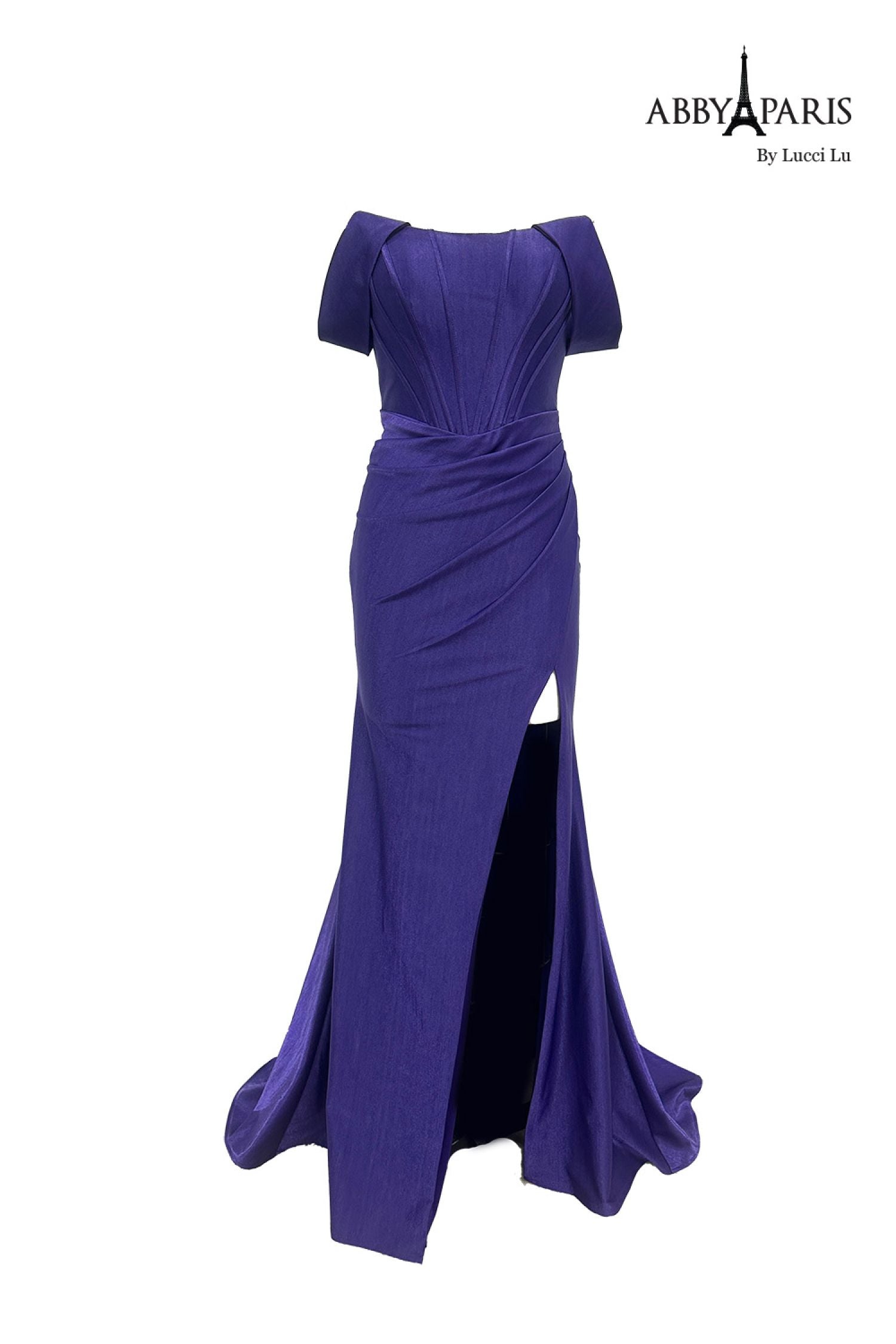 Abby Paris 90252 Off Shoulder Corset Fitted Slit Gown by Lucci Lu